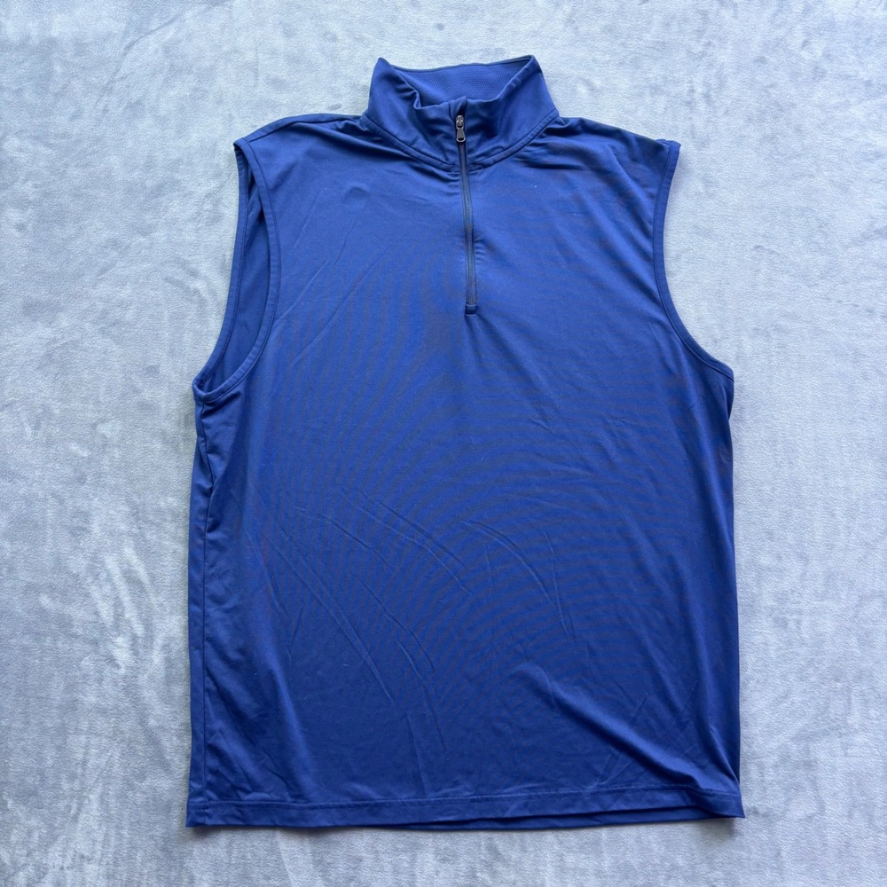 Polo Golf Ralph Lauren Mens Navy Blue Sleeveless Quarter Zip Pullover Size M